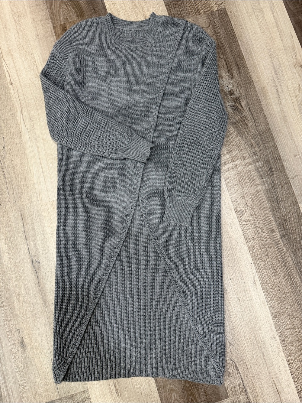 Gray Women's Long Knit Sweater Dress